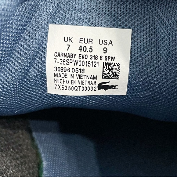 Lacoste Carnaby Evo Velvet & Leather Trainers Women’s 9 /Eur 40.5 Navy Blue RARE - Picture 8 of 8